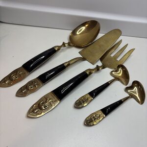 Vintage Siam Brassware Buddha Silver Ware 5 Pieces